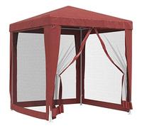 vidaXL Carpa para Fiestas con 4 Paredes Cenador Eventos Jardín Terraza Balcón Espectáculos Exterior Parque Plaza Patio Bodas de Malla HDPE Rojo