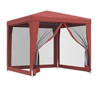 vidaXL Carpa para Fiestas con 4 Paredes de Malla, Cenador para Fiestas Bodas, Toldo Resistente al Agua, Carpa de Jardín Terraza, HDPE Rojo