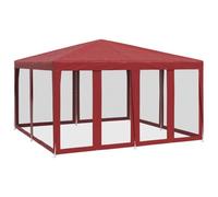 vidaXL Carpa para Fiestas con 8 Paredes de Malla HDPE Rojo 4x4 m