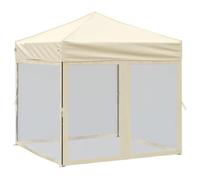 vidaXL Carpa para Fiestas Plegable con Paredes Laterales Pabellón de Eventos Tienda Cenador Jardín Patio Exterior Camping Acampadas Crema 2x2 m