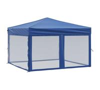 vidaXL Carpa para Fiestas Plegable con Paredes Laterales Pabellón de Eventos Tienda Cenador Jardín Patio Exterior Camping Acampadas Azul 3x3 m