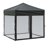 vidaXL Carpa para Fiestas Plegable con Paredes Laterales Pabellón de Eventos Tienda Cenador Jardín Patio Exterior Camping Acampadas Negro 2x2 m