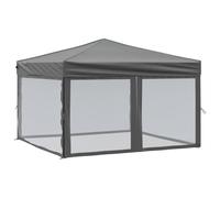 vidaXL Carpa para Fiestas Plegable con Paredes Pabellón de Eventos Tienda Cenador Jardín Patio Exterior Camping Acampadas Gris Antracita 3x3 m