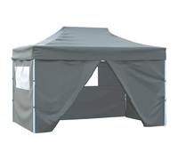 vidaXL Carpa Plegable Profesional 4 Paredes Celebraciones Toldo Aire Libre Decoración Pérgola Marquesina Boda Paraguas Parasol Jardín Acero Gris Antracita