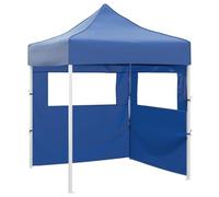 vidaXL Carpa Plegable Profesional con 2 Paredes Jardín Sombrilla Playa Aire Libre Balcón Paraguas Pabellón Eventos Parasol Acero Azul