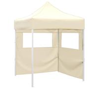 vidaXL Carpa Plegable Profesional con 2 Paredes Tienda Fiesta Tienda de Fiesta Festival Eventos Toldo Pabellón Cenador de Exterior Jardín Terraza Acero Crema 2x2m