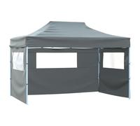 vidaXL Carpa Plegable Profesional con 3 Paredes Celebraciones Toldo Aire Libre Decoración Pérgola Marquesina Boda Paraguas Parasol Jardín Acero Antracita