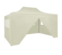 vidaXL Carpa Plegable Profesional con 4 Paredes Tienda Campamento de Fiesta Eventos al Aire Pabellón Gazebo Pabellón de Jardín Acero 3x4m Crema