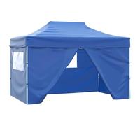 vidaXL Carpa Jardín Plegable Pop-up 4 Paredes Acero Tela Azul 3x4,5 m Cenador