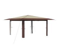 vidaXL Carpa sin pared lateral de 4 x 4 m, color crema y marrón, pabellón portátil, cenador moderno, toldo de sombra al aire libre, tienda de campaña de fácil instalación, refugio ligero, estructura