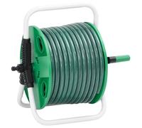 vidaXL Carrete de Rollo para Manguera de pie PVC Verde 50 m, portamanguera, enrollador de Manguera, Colgador de Manguera, portamangueras