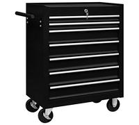 vidaXL Carrito Caja de Herramientas 7 Cajones Armario Cajonera Soporte de Almacenaje Carro Taller Garaje Organizador Transporte Negro