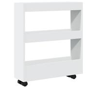 vidaXL Carrito de almacenaje Estrecho de 3 Niveles de Madera de ingeniería Blanca