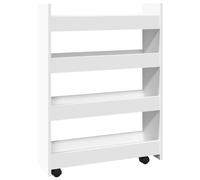 vidaXL Carro de almacenaje estrecho, 4 niveles, madera de ingeniería, blanco