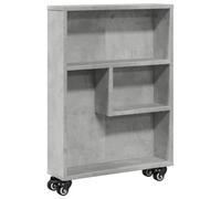 vidaXL Carrito de almacenaje Estrecho Madera Gris hormigón 48x13x68 cm, Carrito de Almacenamiento Delgado, Carro de Cocina con Ruedas, Carro de Almacenamiento con Ruedas