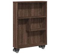 vidaXL Carrito de almacenaje Estrecho Madera marrón Roble 48x13x68 cm, Carrito de Almacenamiento Delgado, Carro de Cocina con Ruedas, Carro de Almacenamiento con Ruedas