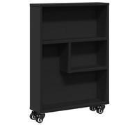 vidaXL Carrito de almacenaje Estrecho Madera Negro 48x13x68 cm, Carrito de Almacenamiento Delgado, Carro de Cocina con Ruedas, Carro de Almacenamiento con Ruedas