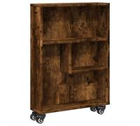 vidaXL Carrito de almacenaje Estrecho Madera Roble Ahumado 48x13x68 cm, Carrito de Almacenamiento Delgado, Carro de Cocina con Ruedas, Carro de Almacenamiento con Ruedas