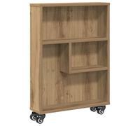 vidaXL Carrito de almacenaje Estrecho Madera Roble artisian 48x13x68cm, Carrito de Almacenamiento Delgado, Carro de Cocina con Ruedas, Carro de Almacenamiento con Ruedas