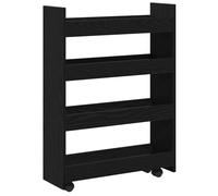 vidaXL Carrito de Almacenamiento Estrecho de 4 Niveles de Roble Negro de Madera Ingeniería Carrito de Cocina Móvil Moderno Organizador de Buffet Compacto Acabado Mate Solución