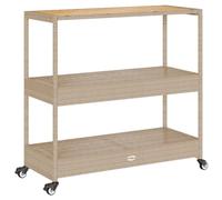 vidaXL Carrito de Bar 3 Niveles ratán PE y Madera Maciza Acacia Beige, Carro Camarera, Carrito de Cocina, Carro de Bar, Carro de Bebida