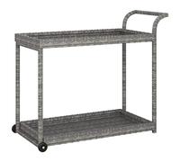 vidaXL Carrito de Bar Carro Servicio Cocina Jardín Patio Terraza Balcón Rodante Almacenamiento Comida Bebida Ratán Sintético Gris 100x45x83 cm