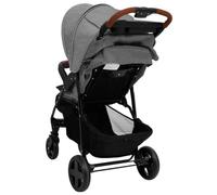 vidaXL Carrito de Bebés 2 en 1 Cochecito Sillita Silla de Paseo Corredor Infantil Canasta Niños Ajustable Dosel Plegable de Acero Gris Claro