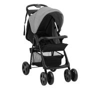 vidaXL Carrito de Bebés 2 en 1 Cochecito Sillita Silla de Paseo Corredor Infantil Canasta Niños Ajustable Dosel Plegable de Acero Gris Claro y Negro