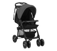 vidaXL Carrito de Bebés 2 en 1 Cochecito Sillita Silla de Paseo Corredor Infantil Canasta Niños Ajustable Dosel Plegable de Acero Gris Oscuro y Negro