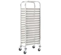 vidaXL Carrito de Cocina 16 Bandejas 38x55x163 cm Acero Inoxidable Cocina Mobiliario Hogar Hostelería Práctico Ruedas Giratorias Robusto Estable