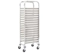 vidaXL Carrito de cocina 16 bandejas 38×55×163 cm acero inoxidable ruedas giratorias robusto estable
