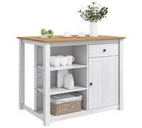 VidaXL - Carrito de cocina (2 unidades, color blanco y cera de miel, carrito de cocina, estilo rústico, almacenamiento amplio, madera de pino, compacto y móvil, organizador práctico para la cocina