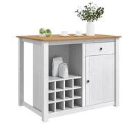 VidaXL - Carrito de cocina (2 unidades, color blanco y cera de miel, carrito de cocina, talleres rústicos, gran almacenamiento, isla móvil, servidor de comida, carrito de bebidas, carrito de bebidas