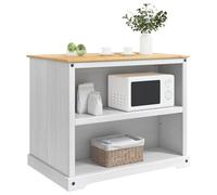 VidaXL - Carrito de cocina (2 unidades, color blanco y cera de miel de pino macizo, carrito de cocina de moda, gran almacenamiento, diseño moderno, isla móvil rústica, ayuda contemporánea