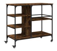 vidaXL Carrito de Cocina, Carro con Niveles de Almacenaje, Carrito de Servicio, Carro para Salón Baño Cocina, Madera de Ingeniería Roble Ahumado