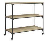 vidaXL Carrito de Cocina, Carro de Almacenamiento de Servicio, Organizador de Comida, Estantes para Baño Salón, Madera de Ingeniería Roble Sonoma