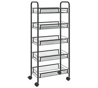 vidaXL Carrito de Cocina Carro de Servicio Doméstico Niños Garaje Estantes Almacenamiento Alimentos Bebidas 5 Niveles Hierro Negro 46x26x105 cm