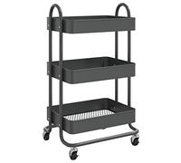 vidaXL Carrito de Cocina Carro de Servicio Doméstico Niños Garaje Estantes Almacenamiento Alimentos Bebidas 3 Niveles Acero Antracita 43x34x79 cm