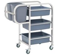 vidaXL Carrito de Cocina con Recipientes de Plástico 87x43.5x92cm Catering Pub Mobiliario Hogar Hostelería Práctico Ruedas Giratorias Robusto Estable