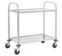 vidaXL Carrito de Cocina de 2 Alturas 96,5x55x90cm Acero Inoxidable Catering Mobiliario Hogar Hostelería Práctico Ruedas Giratorias Robusto Estable