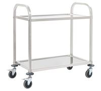 vidaXL Carrito de Cocina de 2 Alturas 95x45x83,5cm Acero Inoxidable Catering Mobiliario Hogar Hostelería Práctico Ruedas Giratorias Robusto Estable
