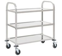 vidaXL Carrito de Cocina de 3 Alturas 95x45x83,5cm Acero Inoxidable Catering Mobiliario Hogar Hostelería Práctico Ruedas Giratorias Robusto Estable