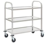 vidaXL Carrito de Cocina de 3 Alturas 96,5x55x90cm Acero Inoxidable Catering Mobiliario Hogar Hostelería Práctico Ruedas Giratorias Robusto Estable