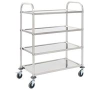 vidaXL Carrito de Cocina de 4 Alturas 107x55x125cm Acero Inoxidable Catering Mobiliario Hogar Hostelería Práctico Ruedas Giratorias Robusto Estable