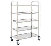 vidaXL Carrito de Cocina de 5 Alturas 107x55x147cm Acero Inoxidable Catering Mobiliario Hogar Hostelería Práctico Ruedas Giratorias Robusto Estable