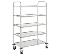 vidaXL Carrito de Cocina de 5 Alturas 107x55x147cm Acero Inoxidable Catering Mobiliario Hogar Hostelería Práctico Ruedas Giratorias Robusto Estable