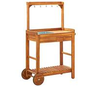 vidaXL Carrito de Cocina Jardín Mesita Ruedas Madera Acacia Maciza