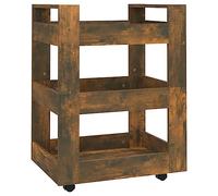 vidaXL Carrito de Cocina Ruedas Almacenamiento Organizador Estante Auxiliar Multiusos Baño Sala de Estar Madera Contrachapada Color Roble Ahumado