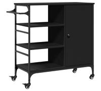 vidaXL Carrito de Cocina Madera de ingeniería Negro 87,5x38,5x84,5 cm