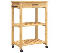 vidaXL Carrito de Cocina, Organizador de Comida Verduras Té, Carro de Servicio, Almacenamiento para Baño Salón Estudio, Madera Maciza de Pino